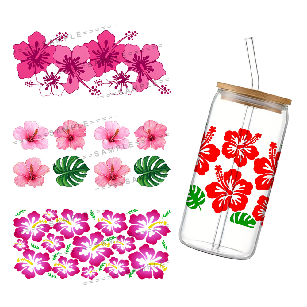 Rdta Tank Glass - Adesivos UV DTF Hibiscus Syriacus 11x24cm