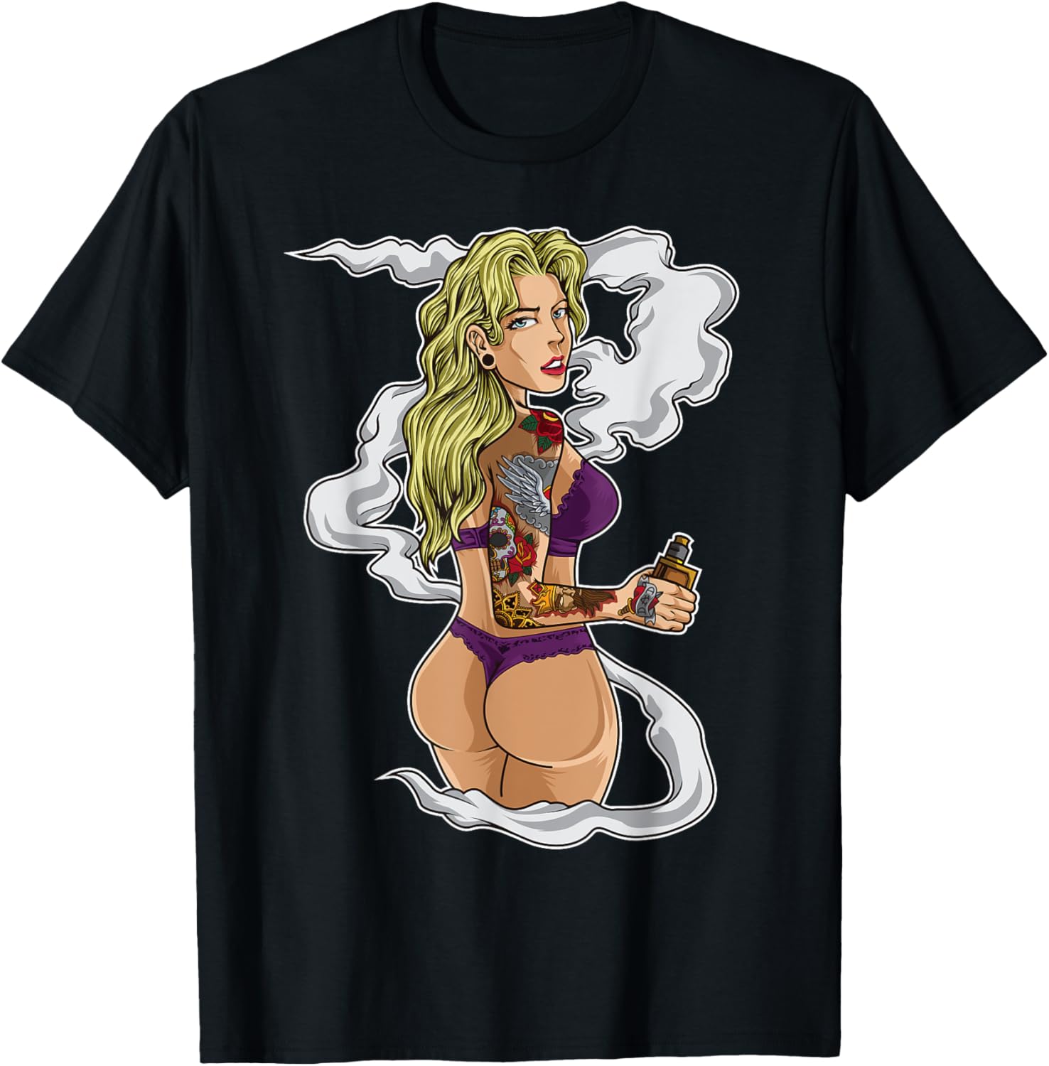 Camiseta gráfica tatuada Vapin - Vaping Shop avaliação e preço